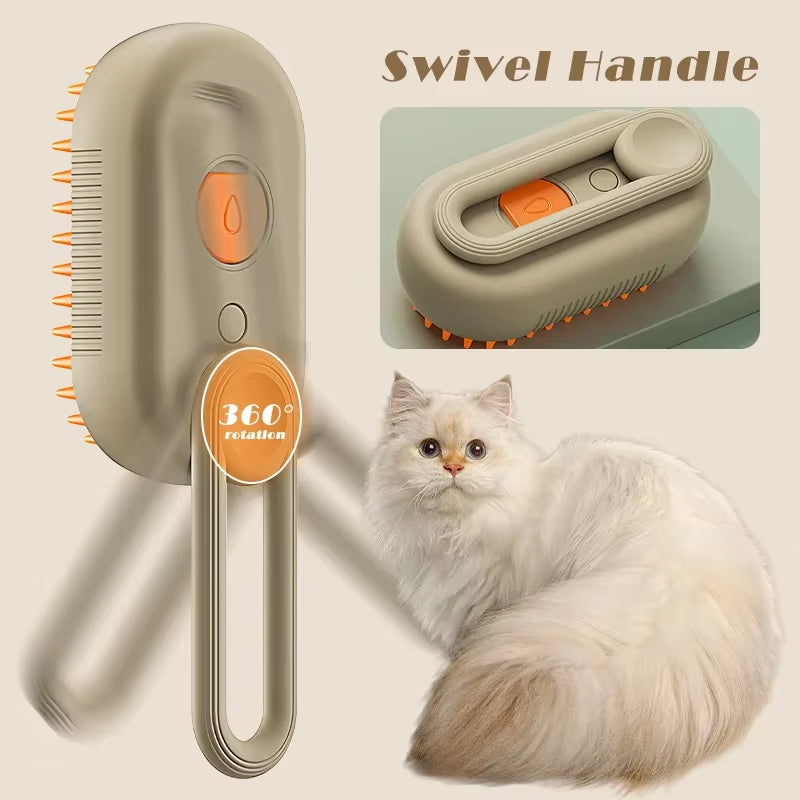 3 in 1 Steam Brush Steam Cats Comb Water Steam Cat Brush Electric Spray Hair Brushes Cats Massage Grooming Hair Removal Comb