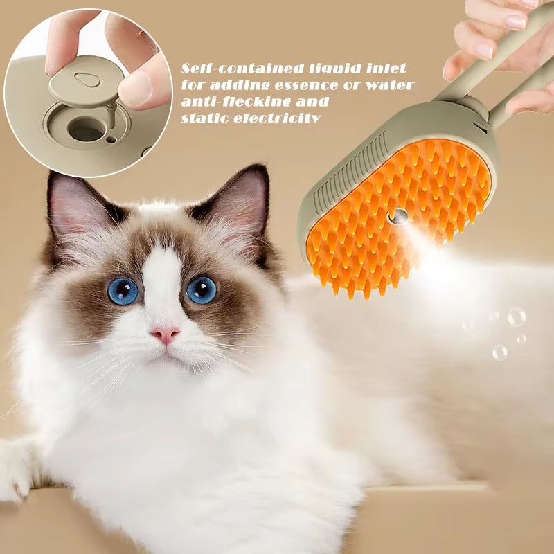 3 in 1 Steam Brush Steam Cats Comb Water Steam Cat Brush Electric Spray Hair Brushes Cats Massage Grooming Hair Removal Comb